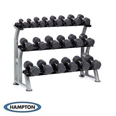 Hampton Dura-pro 10 Pair Dumbbells (55-100 in 5 lb increments) Horizontal Racking Club Pack