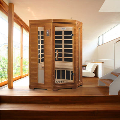 Golden Designs Dynamic Heming Elite 2-person Corner Ultra Low EMF (Under 3MG) FAR Infrared Sauna (Canadian Hemlock)