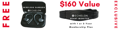 FREE Echelon Earbuds and Heart Rate Monitor with 1 or 2-Year Membership - $160 Value!