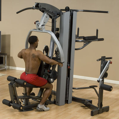BodySolid F500 Fusion 500 Personal Trainer Gym with Optional Multi Hip Station and Vertical Knee-Raise / Dip Station
