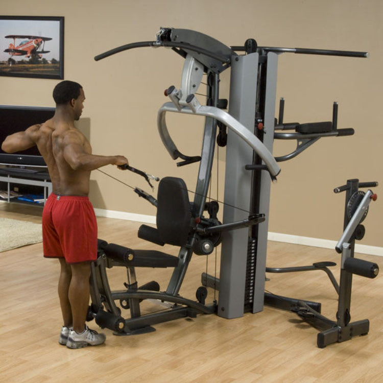 BodySolid F500 Fusion 500 Personal Trainer Gym with Optional Multi Hip Station and Vertical Knee-Raise / Dip Station