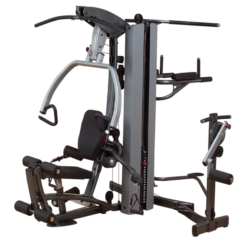 BodySolid F500 Fusion 500 Personal Trainer Gym with Optional Multi Hip Station and Vertical Knee-Raise / Dip Station