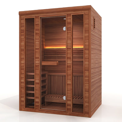 Golden Designs 2025 "Andermatt Edition" 3 Person Traditional Steam Sauna (GDI-7030-01) - Pacific Premium Clear Cedar