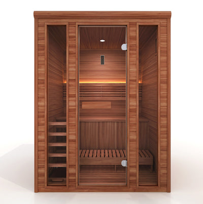 Golden Designs 2025 "Andermatt Edition" 3 Person Traditional Steam Sauna (GDI-7030-01) - Pacific Premium Clear Cedar