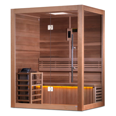 Golden Designs "Hanko Edition" 2 Person Indoor Traditional Sauna (GDI-7202-01) - Canadian Red Cedar Interior