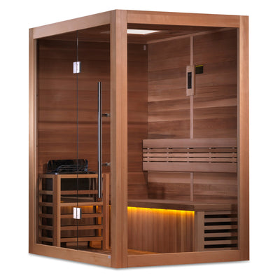 Golden Designs "Hanko Edition" 2 Person Indoor Traditional Sauna (GDI-7202-01) - Canadian Red Cedar Interior