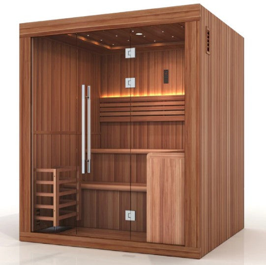 Golden Designs "Osla Edition" 6 Person Traditional Sauna - Canadian Red Cedar Interior and Pacific Premium Clear Cedar Exterior