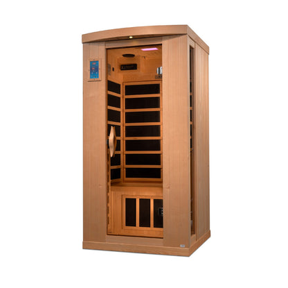 Golden Designs 1-2-Person Full Spectrum PureTech™ Near Zero EMF FAR Infrared Sauna with Himalayan Salt Bar (Canadian Hemlock)