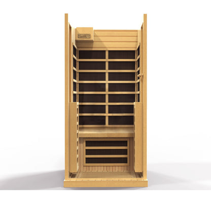 Golden Designs 1-2-Person Full Spectrum PureTech™ Near Zero EMF FAR Infrared Sauna with Himalayan Salt Bar (Canadian Hemlock)