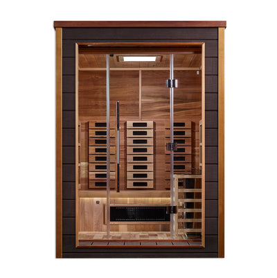 Golden Designs Nora 2 Person Outdoor-Indoor PureTech Hybrid Full Spectrum Sauna