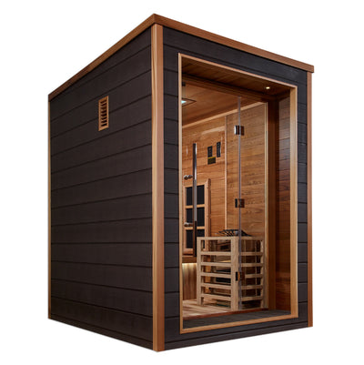 Golden Designs Nora 2 Person Outdoor-Indoor PureTech Hybrid Full Spectrum Sauna