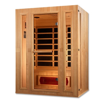 Golden Designs  Maxxus 3-Person Corner Low EMF (Under 8MG) FAR Infrared Sauna (Canadian Hemlock)