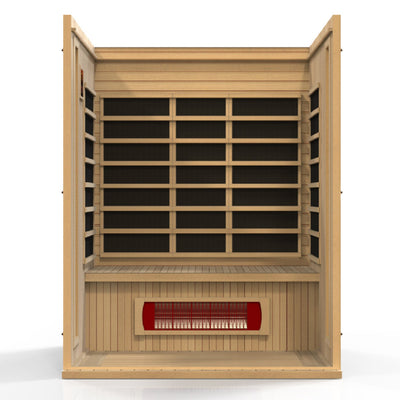 Golden Designs  Maxxus 3-Person Corner Low EMF (Under 8MG) FAR Infrared Sauna (Canadian Hemlock)