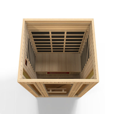 Golden Designs  Maxxus 3-Person Corner Low EMF (Under 8MG) FAR Infrared Sauna (Canadian Hemlock)