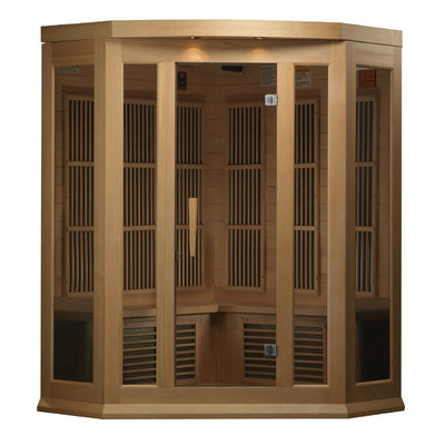 Maxxus 3-Person Corner Low EMF (Under 8MG) FAR Infrared Sauna (Canadian Hemlock)