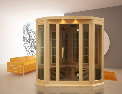 Maxxus 3-Person Corner Low EMF (Under 8MG) FAR Infrared Sauna (Canadian Hemlock)