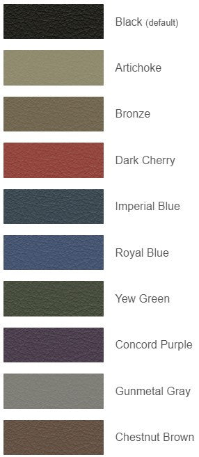 STOTT PILATES® by MERRITHEW Standard colors.  Choose from the following ten standard upholstery colors at no charge.