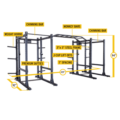 Body-solid SPR1000DBBACK Commercial Extended Double Power Rack Package