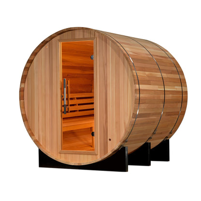 Golden Designs "Uppsala" 4 Person Barrel Traditional Steam Sauna - Canadian Red Cedar