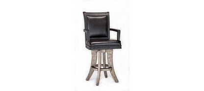 Brunswick Centennial High Back Bar Stool Set of 2 - BLACK WIRE BRUSH/RUSTINC GREY