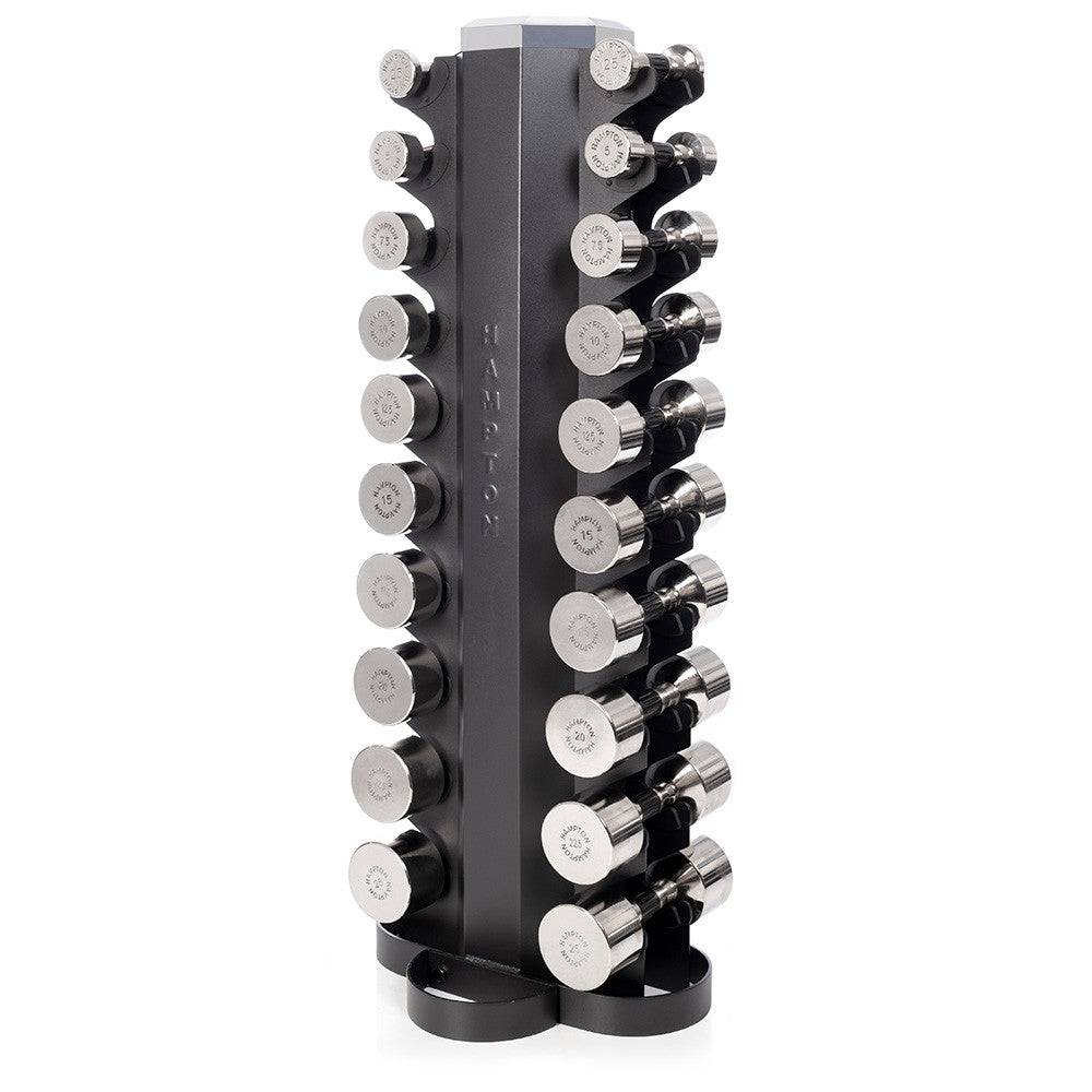 Hampton Chrome Beauty Grip 10 Pair Set, with one V-2-10 rack (2 - 25 lbs)