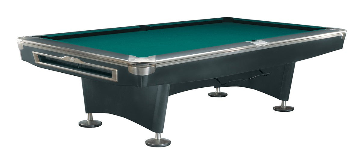 Brunswick Gold Crown VI Pool Table Shown in Matte Black with Drop Pockets