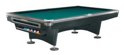 Brunswick Gold Crown VI Pool Table Shown in Matte Black with Gully Return