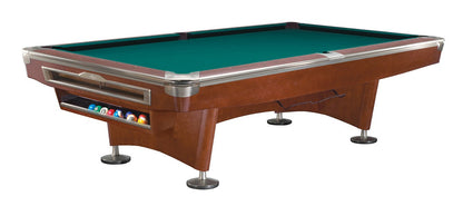Brunswick Gold Crown VI Pool Table Shown in Mahogany with Gully Return
