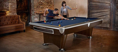 Brunswick 8 ft. Gold Crown VI Pool Table Shown in Skyline Walnut/Espresso with Nickel Trim