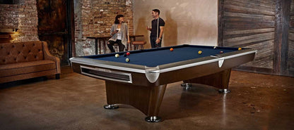 Brunswick 8 ft. Gold Crown VI Pool Table Shown in Skyline Walnut/Espresso with Nickel Trim
