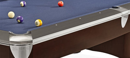 Brunswick 8 ft. Gold Crown VI Pool Table Shown in Skyline Walnut/Espresso with Nickel Trim