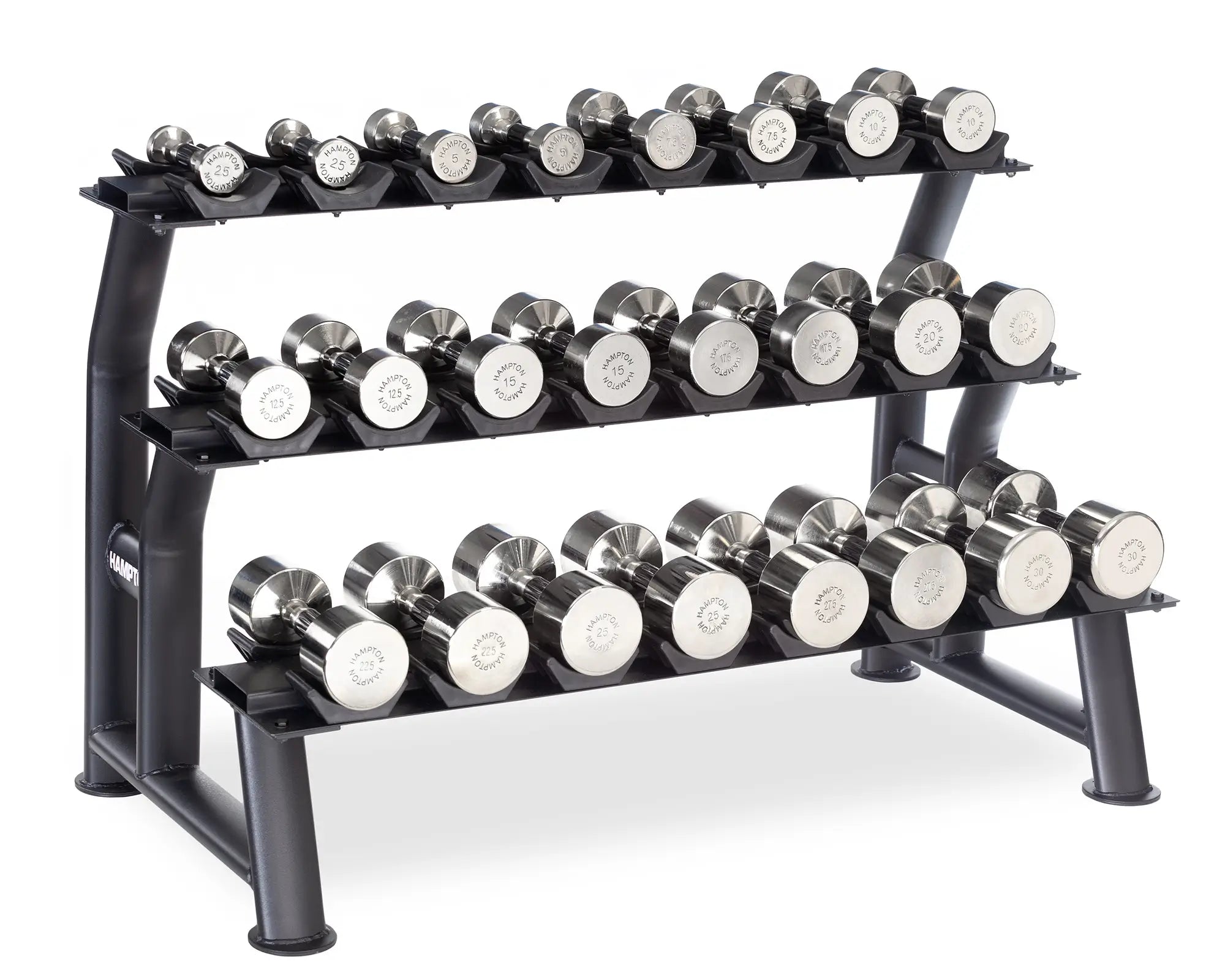 Hampton Chrome Beauty Grip 12 Pair Set, with one 3T-CD-12 rack