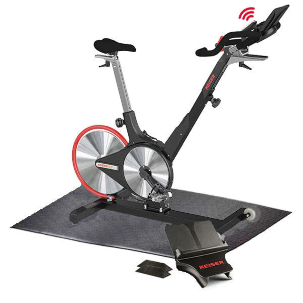 Keiser M3i Indoor Cycle with Bluetooth, Media Tray, Stretch Pads, Floor Mat, M Connect Display